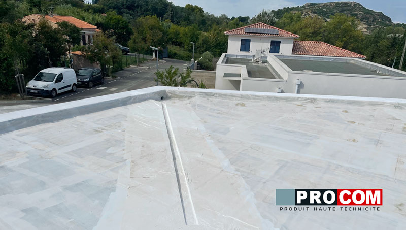 imperméabilisation toiture terrasse plate, résine étanche procom